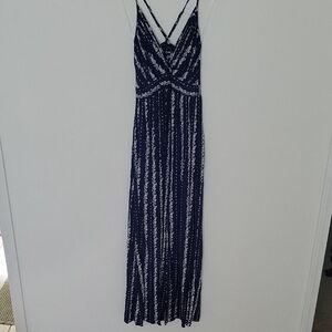 Angie Navy and White Patterned Maxi Dress